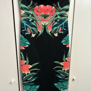 Express Black and Green Floral Swim Coverup